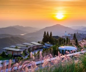 Beautiful sunrise at Wat Phra That Pha Son Kaew Temple in Khao Kho Phetchabun, Thailand.